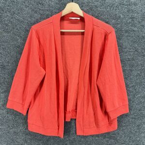 Hount Cardigan Women L Large Pink Open Front Long Sleeve Rayon Casual Knit